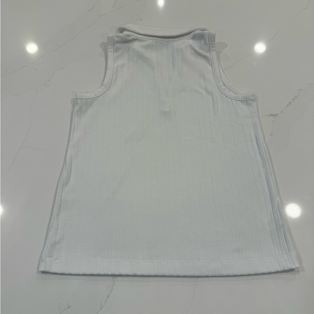 LOFT Ribbed Collared Tank Top White - Picture 7 of 7
